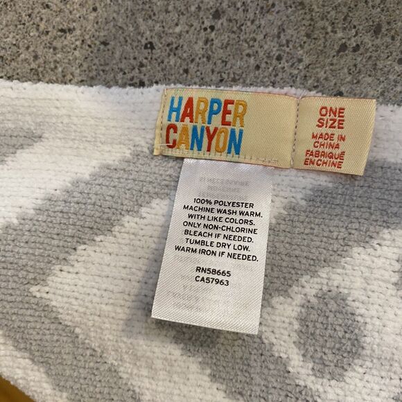 Harper Canyon Gray White Baby Blanket Chenille Chevron Stripe Polka Dot 43x34 - Picture 3 of 3